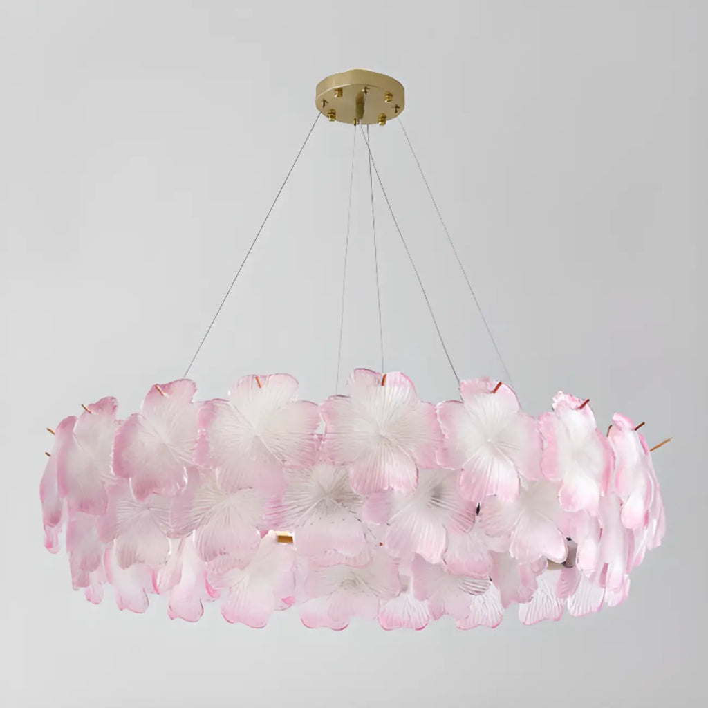 Lustre élégant en verre à motif floral rond et ornemental