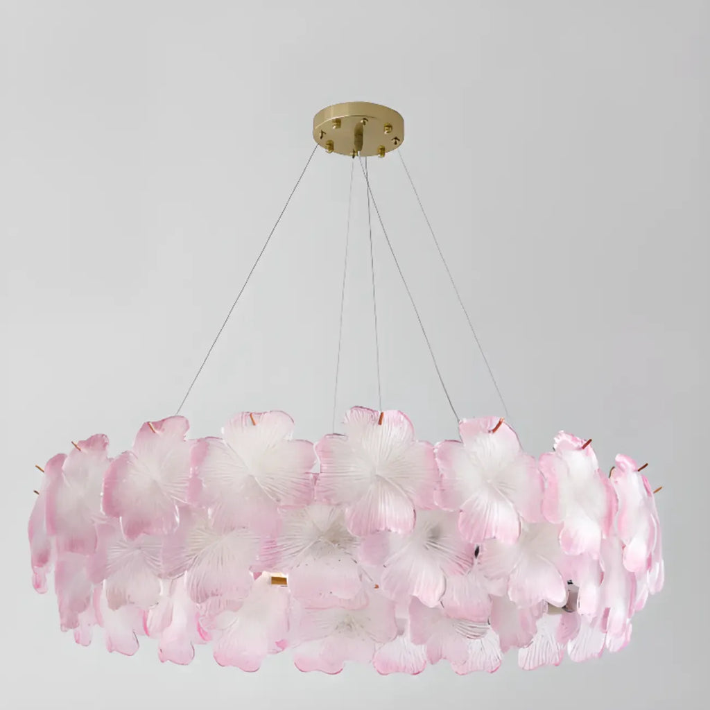 Lustre élégant en verre à motif floral rond et ornemental