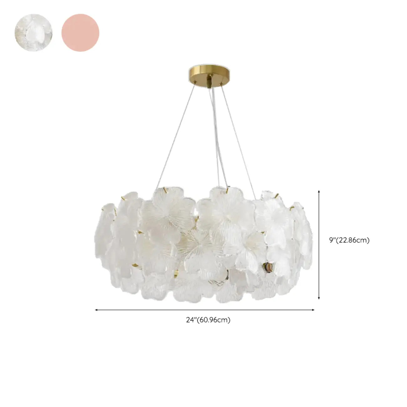 Lustre élégant en verre à motif floral rond et ornemental