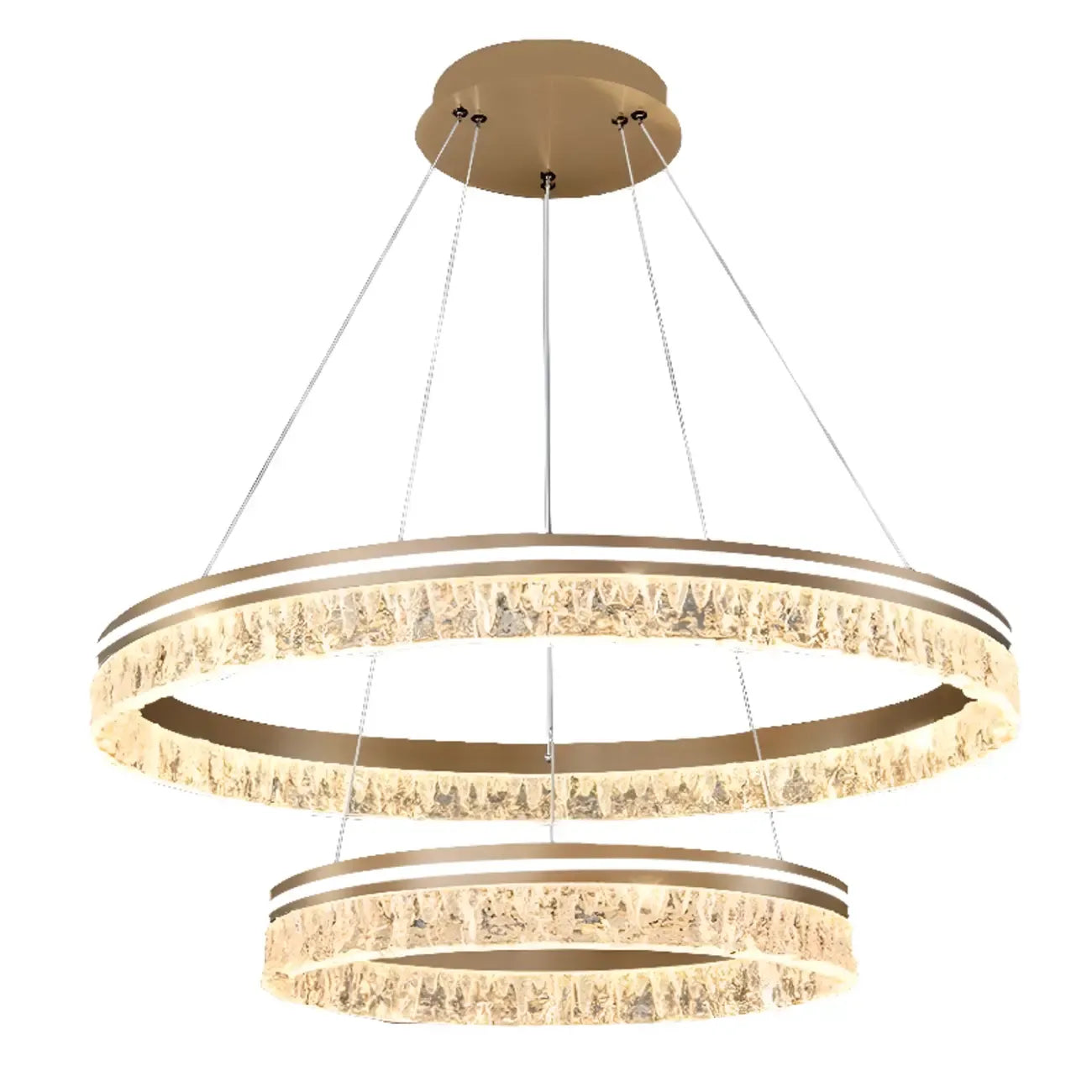 Lustre circulaire moderne en métal doré à LED