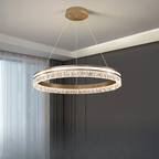 Lustre circulaire moderne en métal doré à LED