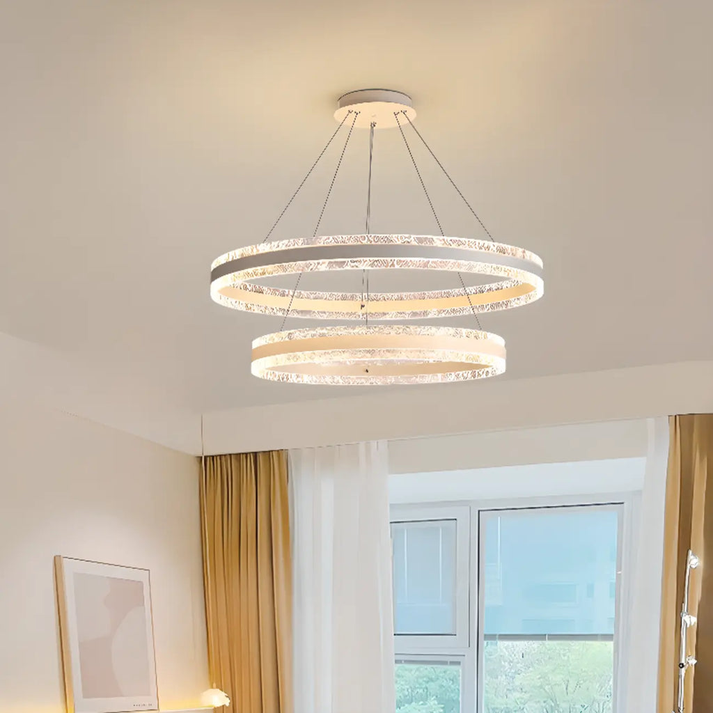 Lustre circulaire moderne en métal doré à LED