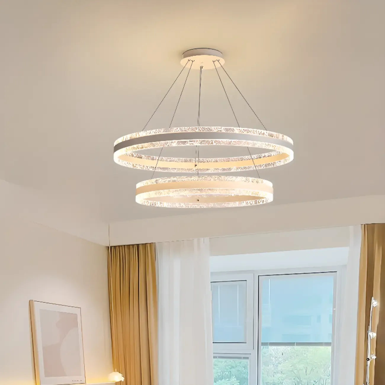 Lustre circulaire moderne en métal doré à LED