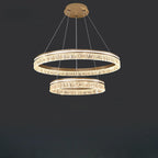 Lustre circulaire moderne en métal doré à LED