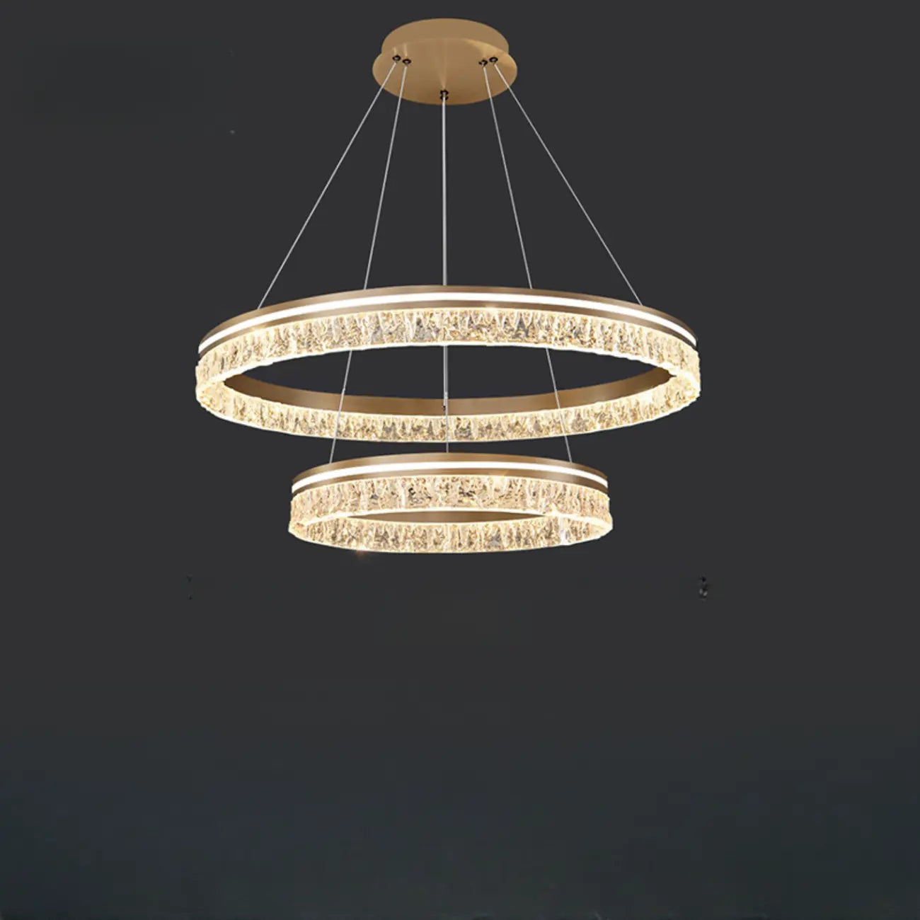 Lustre circulaire moderne en métal doré à LED