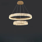 Lustre circulaire moderne en métal doré à LED