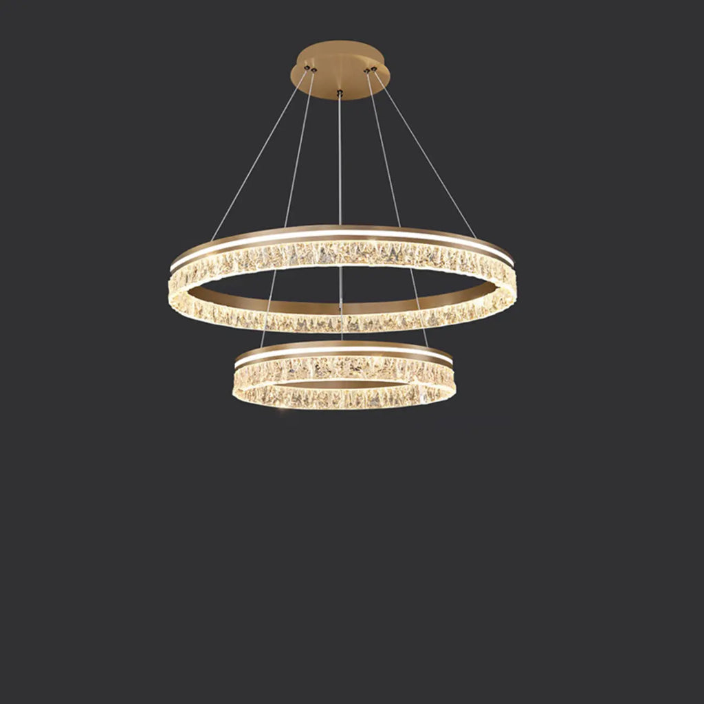 Lustre circulaire moderne en métal doré à LED