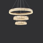 Lustre circulaire moderne en métal doré à LED