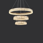 Lustre circulaire moderne en métal doré à LED