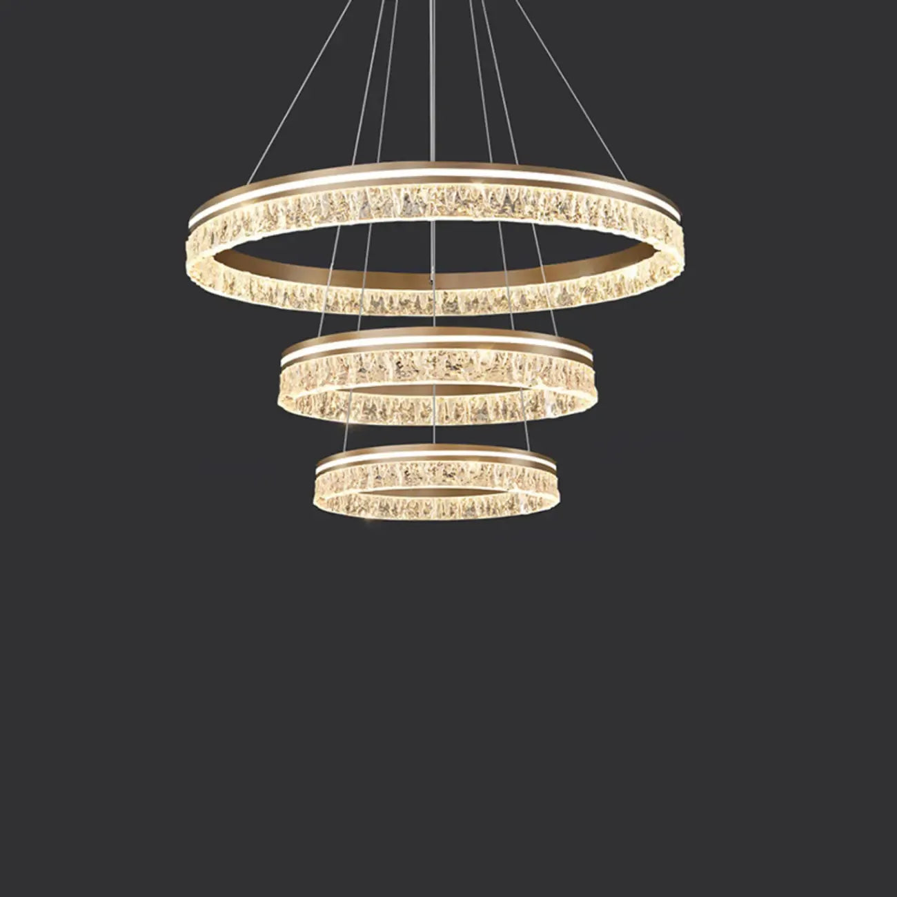 Lustre circulaire moderne en métal doré à LED