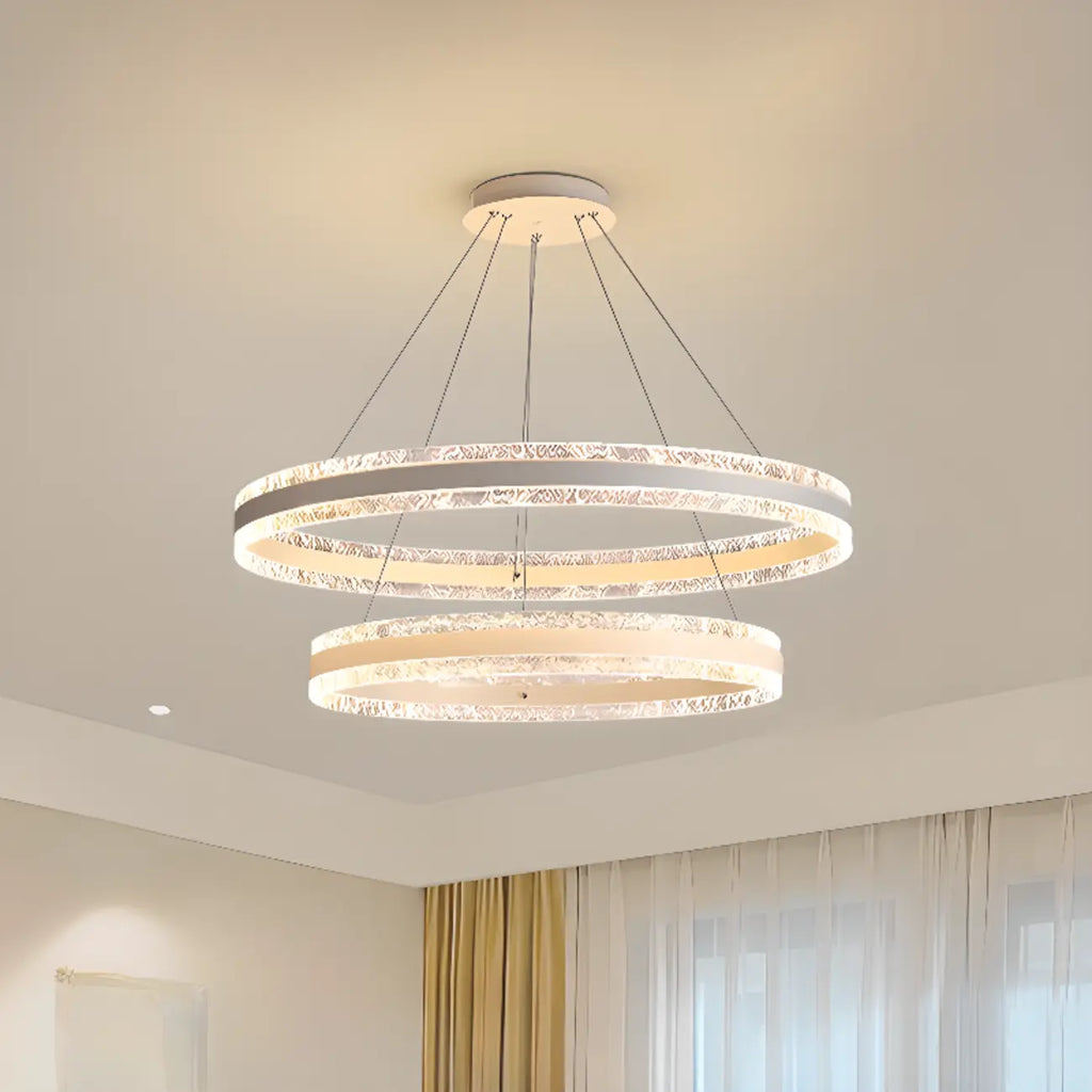 Lustre circulaire moderne en métal doré à LED