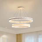 Lustre circulaire moderne en métal doré à LED