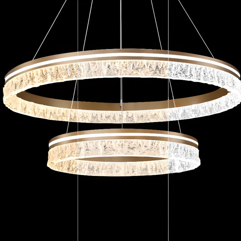 Lustre circulaire moderne en métal doré à LED