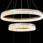 Lustre circulaire moderne en métal doré à LED