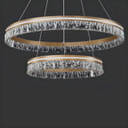Lustre circulaire moderne en métal doré à LED