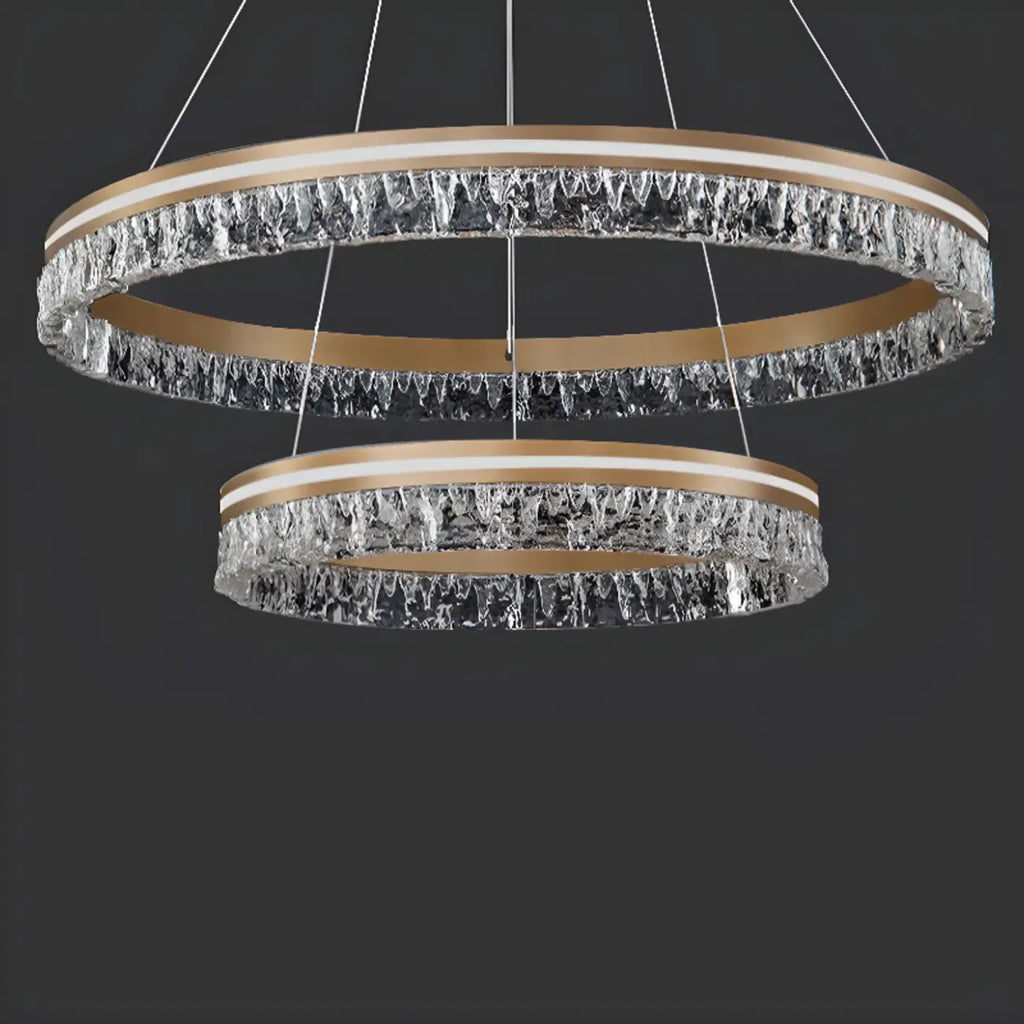 Lustre circulaire moderne en métal doré à LED