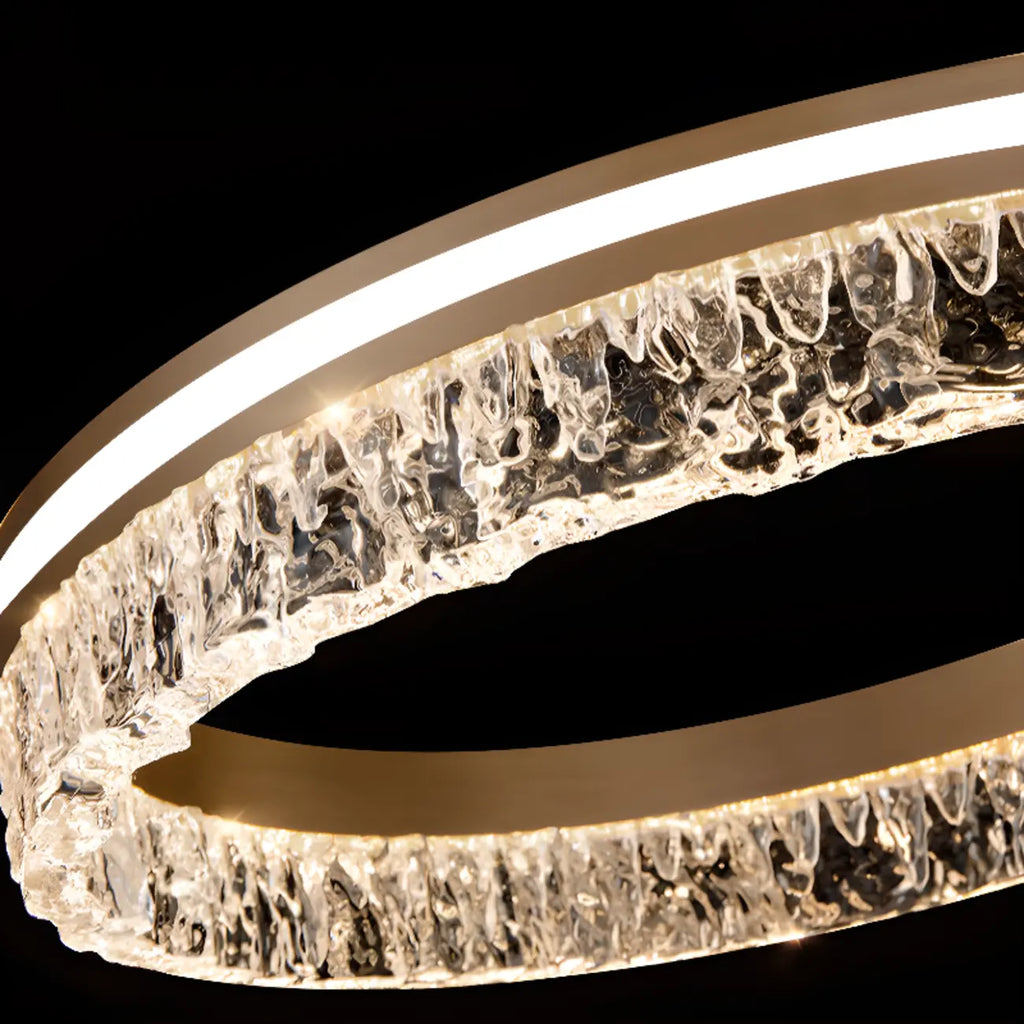 Lustre circulaire moderne en métal doré à LED