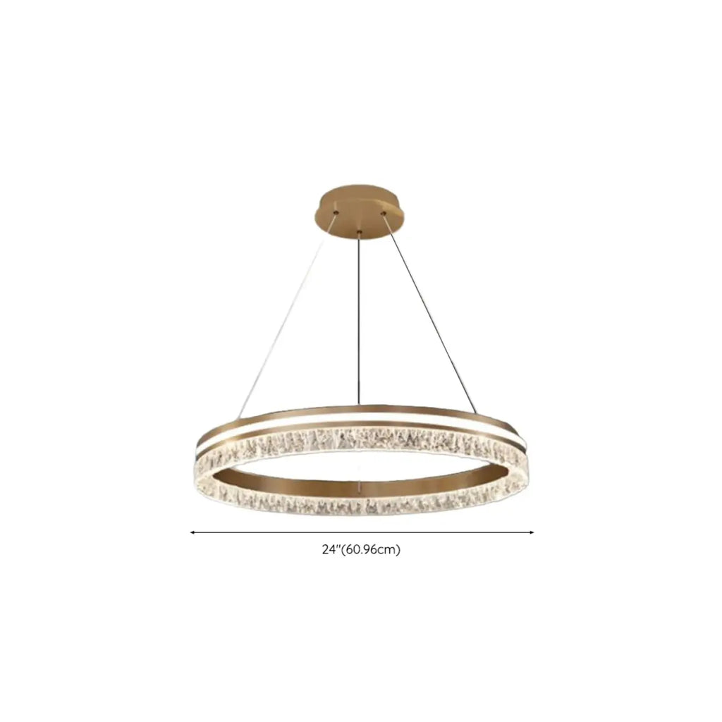 Lustre circulaire moderne en métal doré à LED