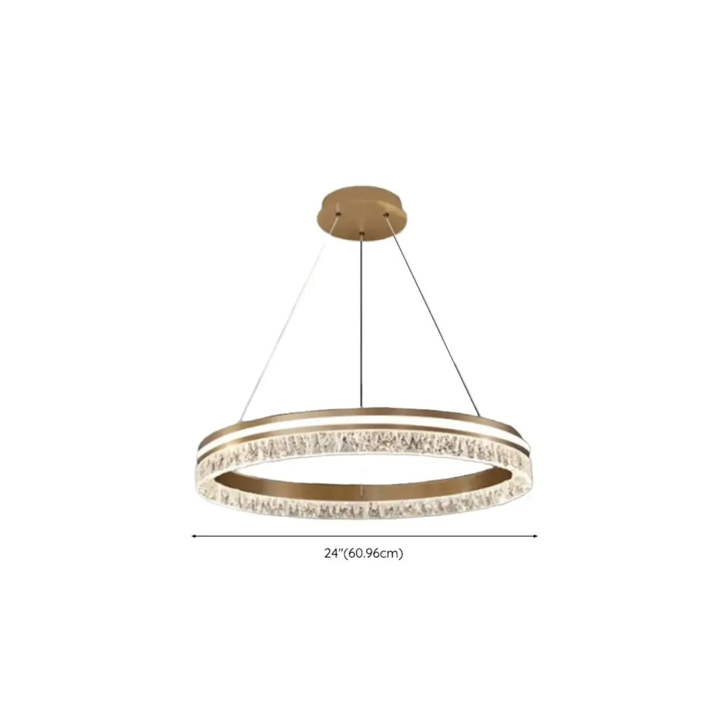 Lustre circulaire moderne en métal doré à LED