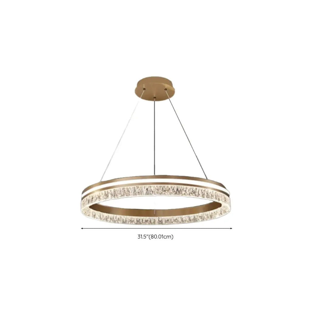 Lustre circulaire moderne en métal doré à LED