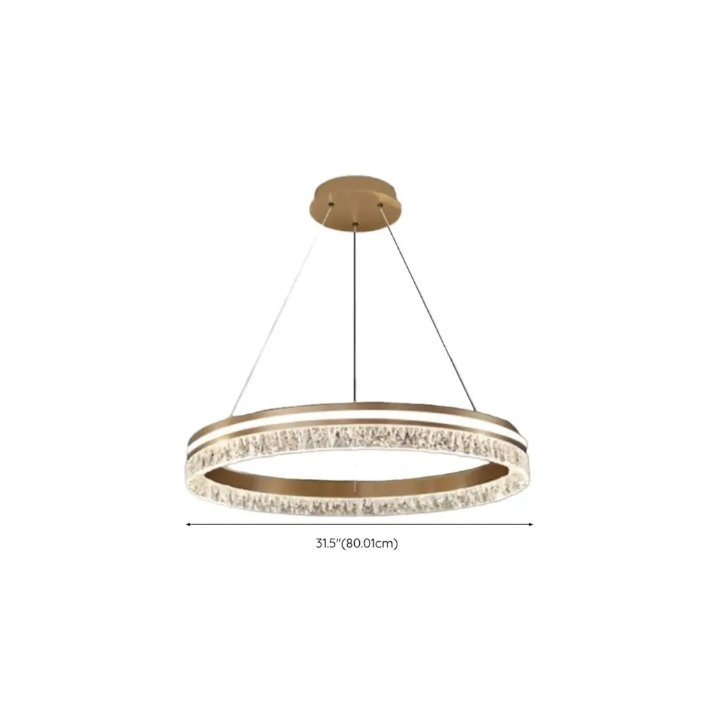 Lustre circulaire moderne en métal doré à LED