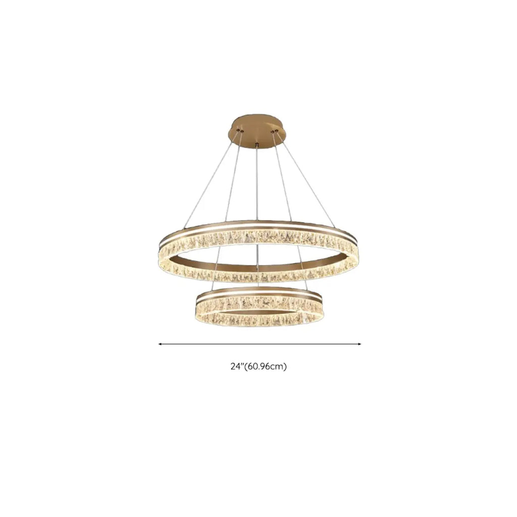 Lustre circulaire moderne en métal doré à LED