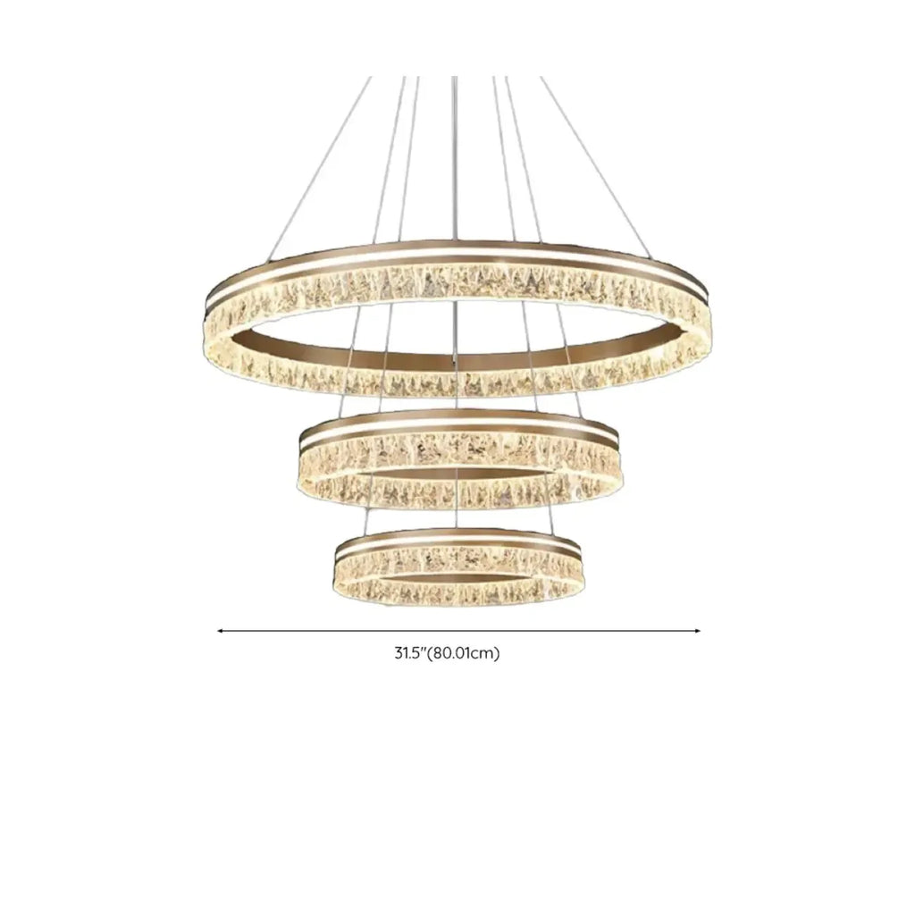 Lustre circulaire moderne en métal doré à LED