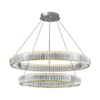 Lustre moderne glamour à double anneau de verre et LED