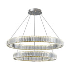 Lustre moderne glamour à double anneau de verre et LED