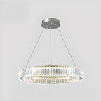 Lustre moderne glamour à double anneau de verre et LED