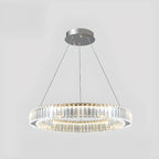 Lustre moderne glamour à double anneau de verre et LED