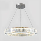 Lustre moderne glamour à double anneau de verre et LED