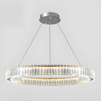 Lustre moderne glamour à double anneau de verre et LED
