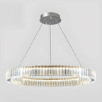 Lustre moderne glamour à double anneau de verre et LED