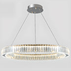 Lustre moderne glamour à double anneau de verre et LED