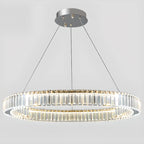 Lustre moderne glamour à double anneau de verre et LED