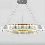 Lustre moderne glamour à double anneau de verre et LED