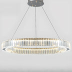 Lustre moderne glamour à double anneau de verre et LED
