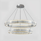 Lustre moderne glamour à double anneau de verre et LED