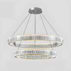 Lustre moderne glamour à double anneau de verre et LED