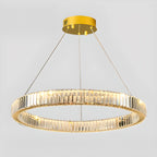 Lustre moderne glamour à double anneau de verre et LED