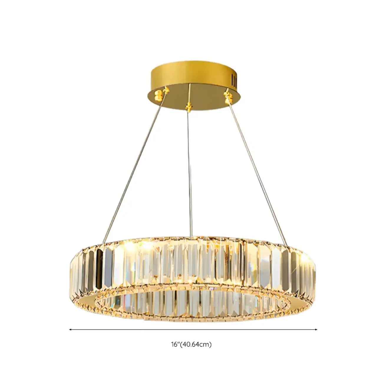 Lustre moderne glamour à double anneau de verre et LED
