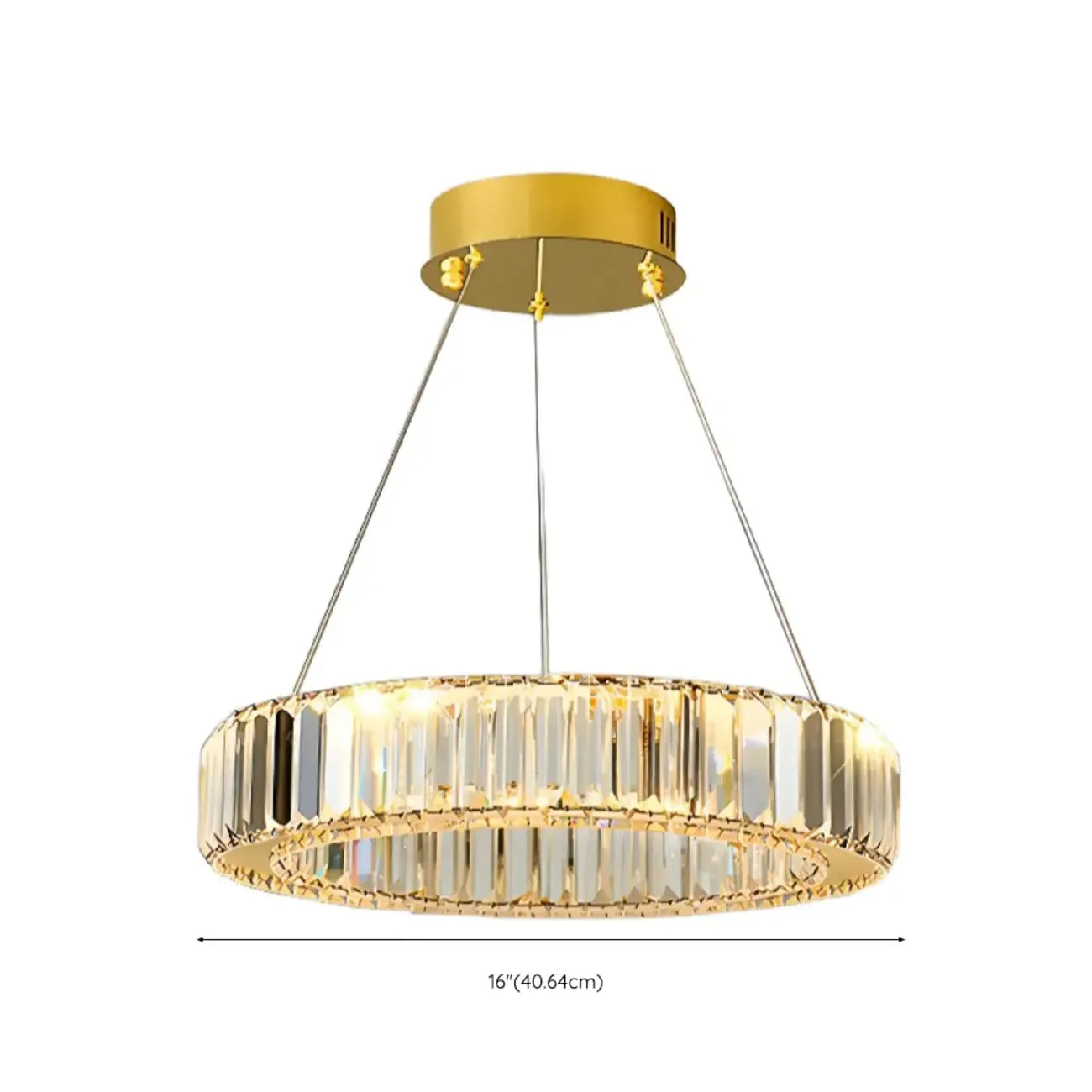 Lustre moderne glamour à double anneau de verre et LED