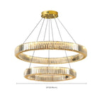Lustre moderne glamour à double anneau de verre et LED