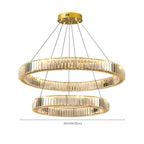 Lustre moderne glamour à double anneau de verre et LED