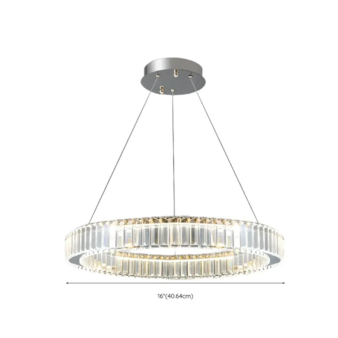 Lustre moderne glamour à double anneau de verre et LED