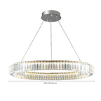 Lustre moderne glamour à double anneau de verre et LED