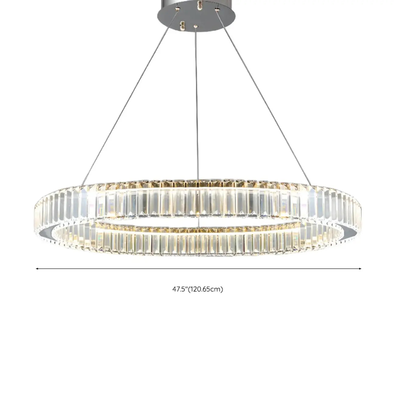 Lustre moderne glamour à double anneau de verre et LED
