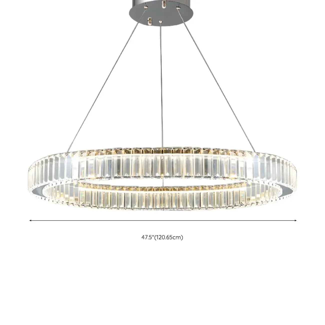 Lustre moderne glamour à double anneau de verre et LED