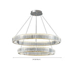 Lustre moderne glamour à double anneau de verre et LED